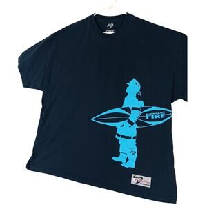 Hawaiian Fire Thick Tee XXXL Navy Blue Fireman Graphic Casual USA Made